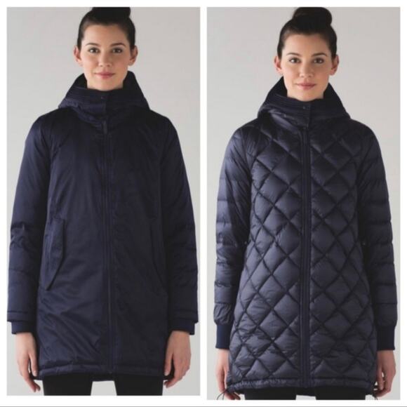 Lululemon 4 no shivers down reversible parka jacket missing hood - Picture 1 of 12